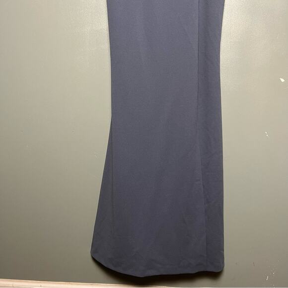NWT Adrianna Papell One Shoulder Lace Crepe Gown Dusty Blue Women’s Size 8 - Picture 5 of 11